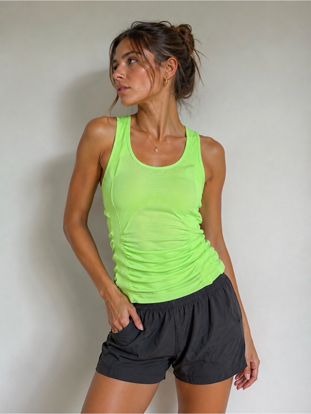 90 Degree by Reflex Ruched Racer Tank Sz S/M